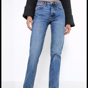 Zara Mid Rise Straight Leg Jeans